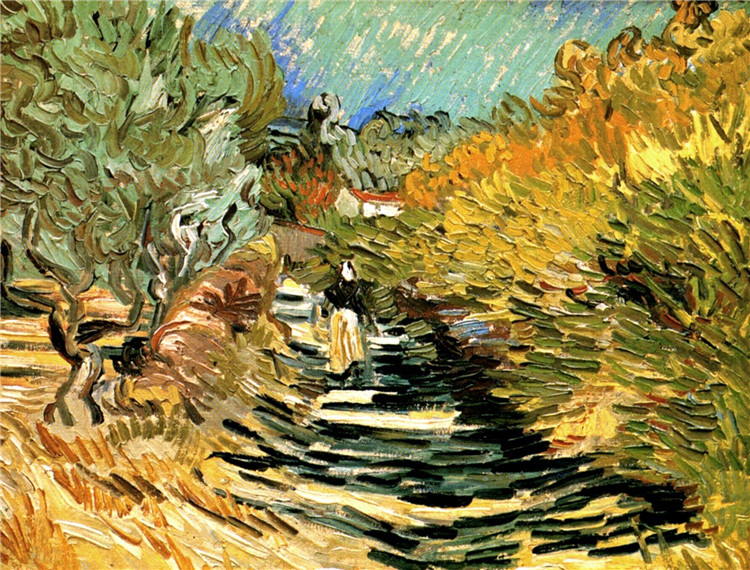 A Road At Saint-Remy With Female Figure Van Gogh Oil Painting